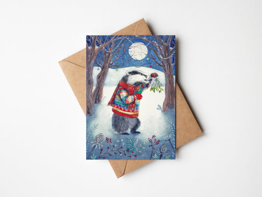 Badger wearing a Christmas Jumper