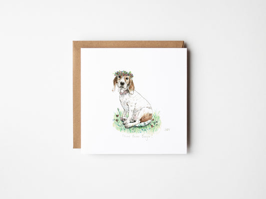 Flower Power Beagle Card